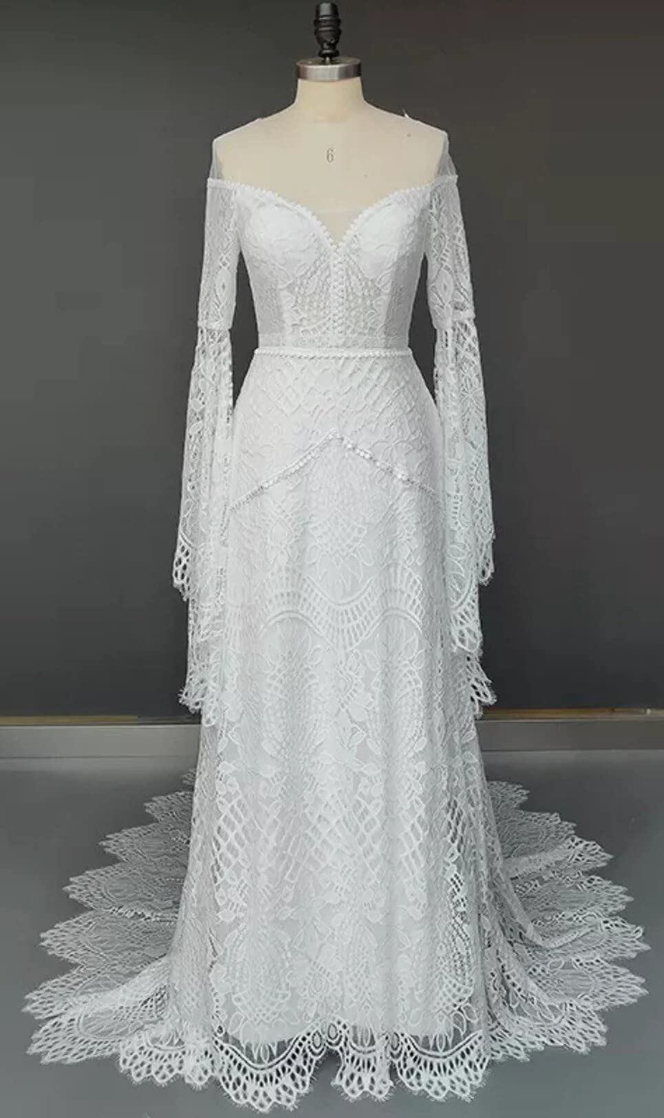 New Pattern Wedding Dress Bohemian for Bride Long Sleeves Plus Size Lace Beach Bridal Gowns Formal Women's Dresses