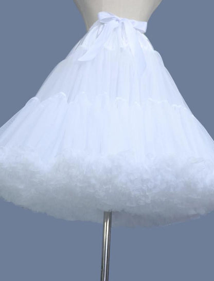 Mini Skirts Ruffle Layered Tulle Petticoat Engagement Tulle Knee-Length Petticoats With Gore