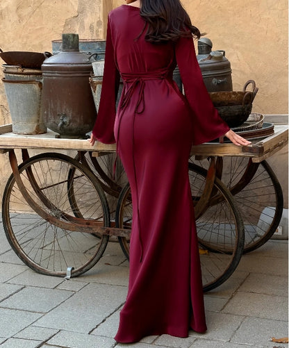 Autumn Winter Wedding Guests Dress Mermaid Cultivate oneself Long Sleeves Evening Dress