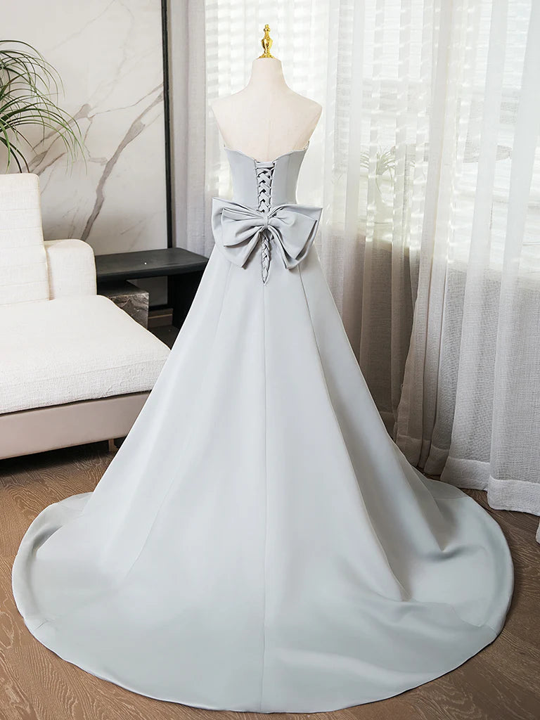 Sweetheart Strapless Evening Dress Satin Long Dress Formal Dress