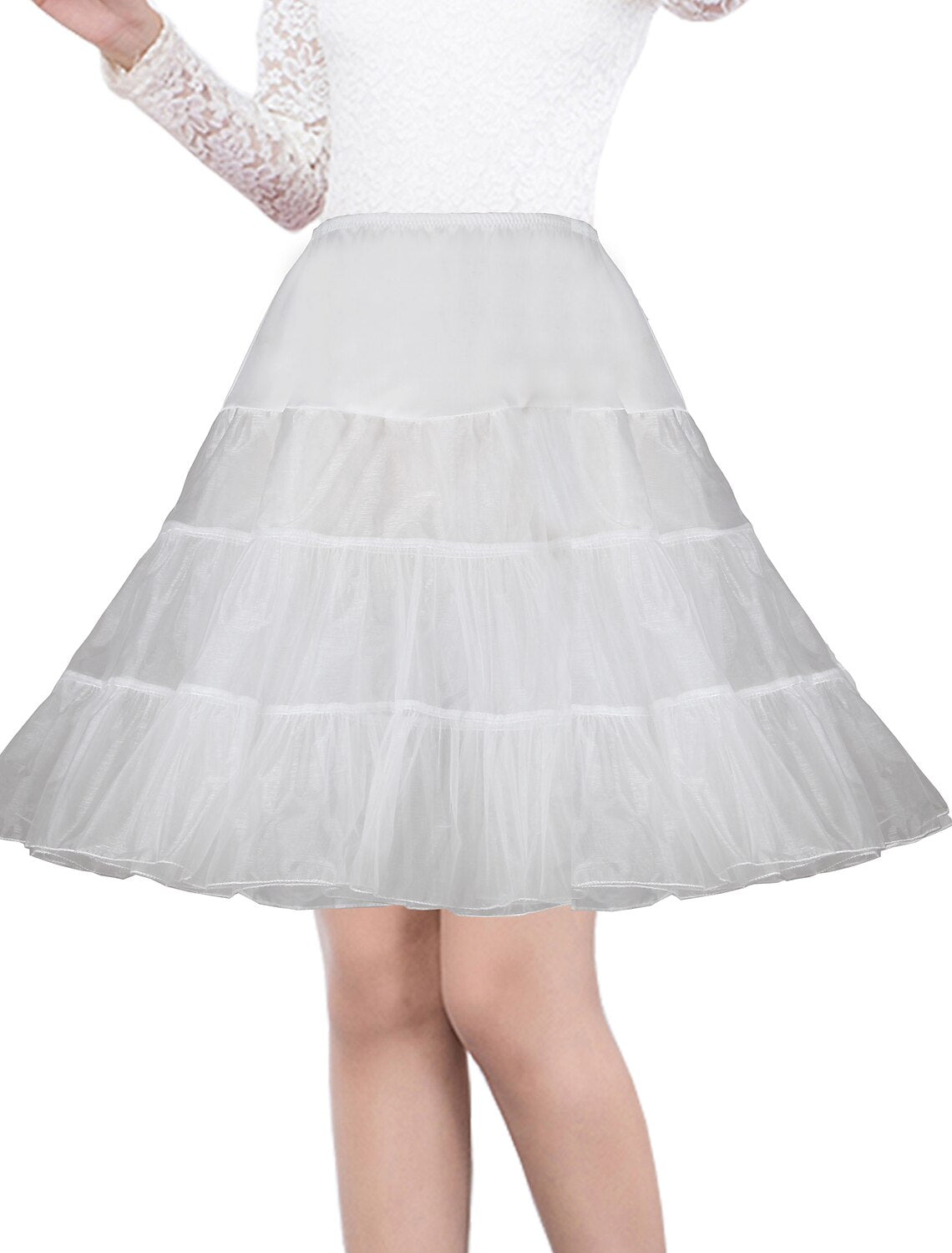 Girl Under Skirt Petticoat Hoop Skirt Half Slip Knee Length Solid Colored Petticoat