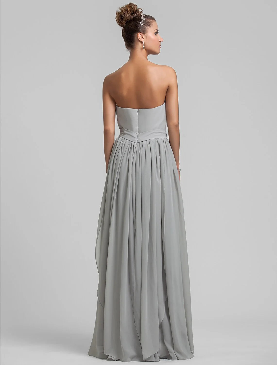 Sheath / Column Sweetheart Neckline Floor Length Chiffon Bridesmaid Dress with Draping / Side Draping / Tassel