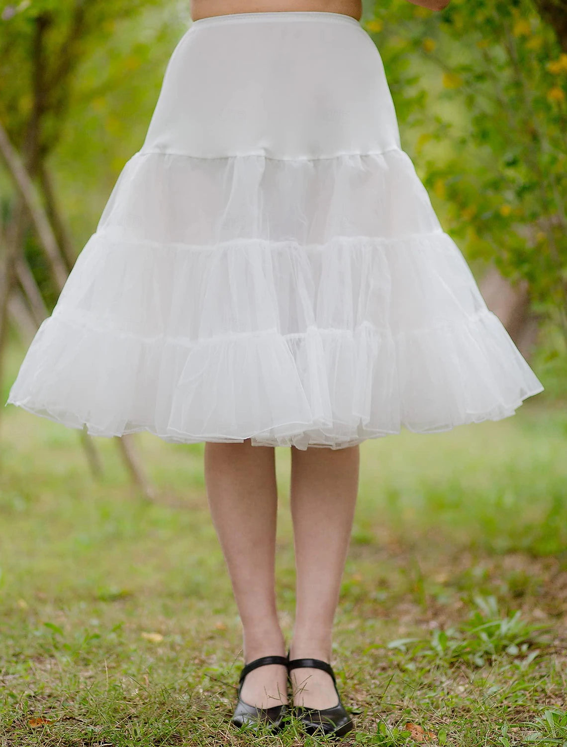 Girl Under Skirt Petticoat Hoop Skirt Half Slip Knee Length Solid Colored Petticoat